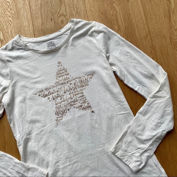 OFF WHITE & GOLD LONG SLEEVES GRAPHIC  TEE - Picture 10 of 11